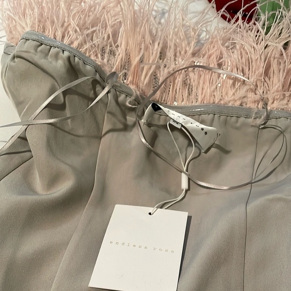 Endless Rose silver sequin embellishing pink feather strapless mini dress - Picture 5 of 14